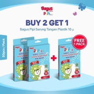 BUY 2 GET 1 FREE - Bagus PiPi Children's Gloves 10 u 50 Pcs Food Grade/Pack, 100% HDPE BPA Free Food
