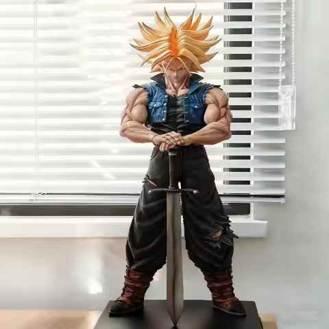 53cm Jt2% Super Saiyan Trunks Action Figures Large Size Pvc Static Statue With Base Anime Model Toys