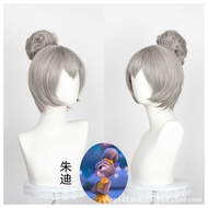 Crazy Zoo 2 judy judy Mixed Silver Gray Scalp Top Hair Bag Short Hair cos Wig 12.12