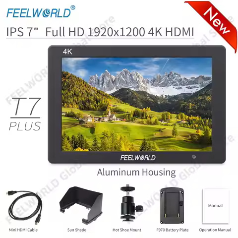 Feelworld T7 PLUS V2 7 Inch 3D LUT On Camera Field DSLR Monitor 4K HDMI Full HD 1920x1200 IPS Wavefo