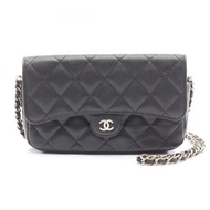 【二手】香奈兒 (Chanel) 單背包 Matelassé 鏈條手機包錢包 AP2096 黑色皮革 Matelassé 鏈條手機包錢包