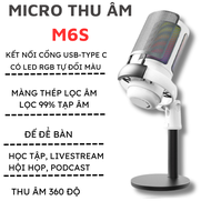 Micro Thu Âm Livestream Chuyên Nghiệp ShouFei ME6S Lọc Tạp Âm LED RGB Thu Âm 360° Cho Pc Laptop