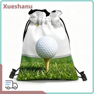 XUESEE Drawstring Golf Tee Bag, Waist Pouch PU Leather Golf Valuables Pouch, Lightweight Water-resis