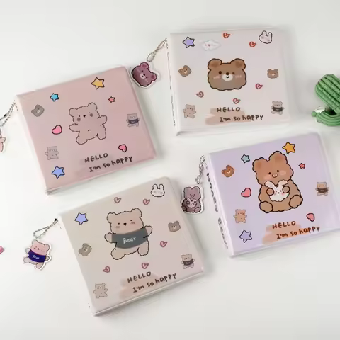 Portable Collect Book CD Case Holder CD Storage Loose-leaf CD Storage Album Cartoon Bear DVD Binder 