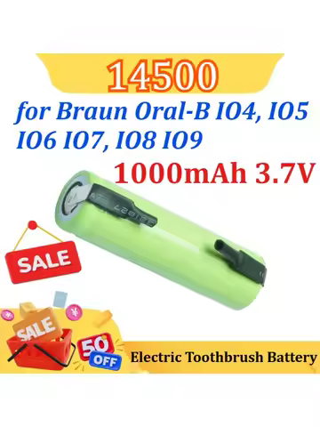1000mAh 3.7V 14500 Electric Toothbrush Battery for Braun Oral-B IO4, IO5 IO6, IO7, IO8 and IO9 Tooth