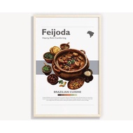 Brazil Feijoada Printing：Minimalist Cuisine Poster Art（Digital Download）
