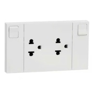 Double 3-Prong 16A Socket Set with Schneider Switch M3T_SIS_WE AvatarOn A Series
