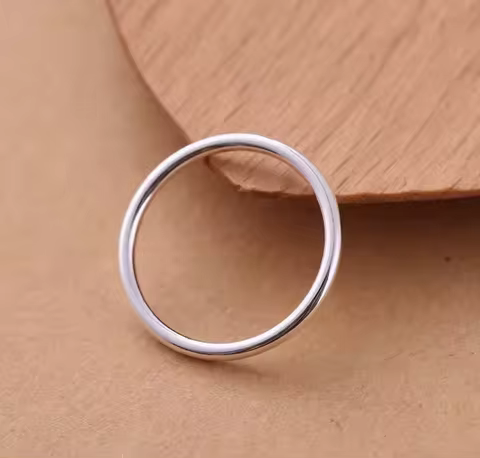 real silver 999 finger rings for girls pure silver rings simple ring 1.5mm 2mm big size 12