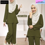 QAYRAA SYAFI Cotton Pleated Ironless Blouse Set / Muslimah Blouse / Blouse Muslimah / Cey Crepe Blou