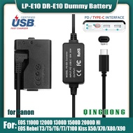 LP-E10 LPE10 Dummy Battery DR-E10 DC Coupler &amp; Power Bank USB Type-C PD Cable for Canon EOS 1100D 1200D 1300D 1500D 2000D EOS Hi Camera