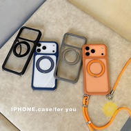 Casing For iPhone 17 Pro Max 17 Pro 17 PC Magnetic TPU Strap Rotate Metal Phone Case Cover 手机壳 Aesth