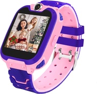 [5792] Kids Smart Watch, Waterproof LBS Tracker Phone Call for Boys Girls Digital Wrist Watch Touch Screen Cellphone Camera Voice Chat Anti-Lost SOS Learning Toy for Kids Gift,Smart Watch (Pink)