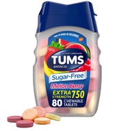 [ สำหรับกรดไหลย้อน ] Tums, Antacid, Melon Berry, 750 mg x 80 เม็ดเคี้ยว (Chewable Tablets)