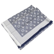 Louis Vuitton LV M71376 Monogram Denim 經典花紋羊毛絲綢披肩圍巾.藍