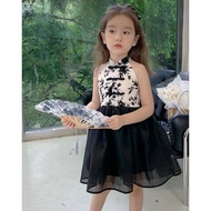【ks1210.my】 公主裙女童夏天儿童新中式旗袍中国风穿搭宝宝中式复古连衣裙Princess dress, girls' summer, children's new Chinese cheong