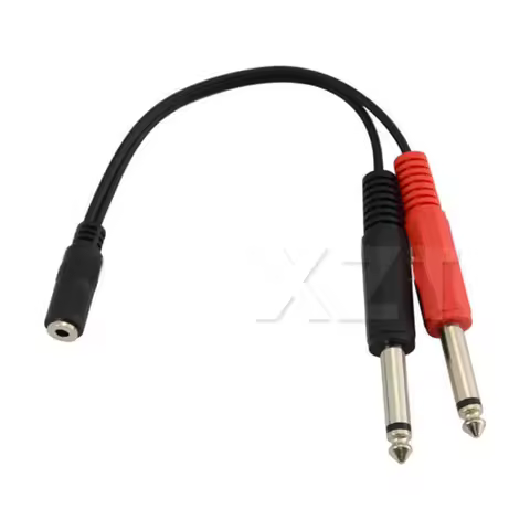 20cm 3.5mm Female Jack to 2*6.35mm Male Adapter Cable 3.5 to 6.35 mm TRS Mono Male Audio Aux Socket 
