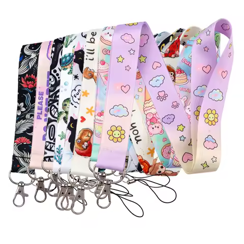 Cute Animal Graffiti Strap Keychain Quote Lanyard For Cars Motorcycles Key Anti-Lost Rope Fahion Acc