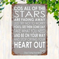 CIFbuy Vintage Oasis Band Metal Sign 8x12 Inch Wonderwall Lyrics Wall Art