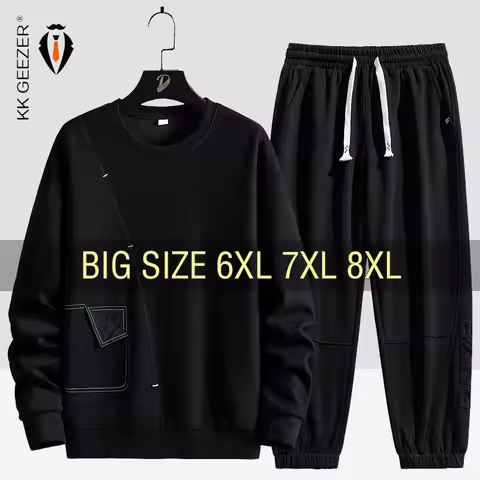Men Sweatshirts Set 5XL 6XL 7XL 8XL Plus Size Hoodies Cotton Streetwear Hooded Sportswear Long Sleev