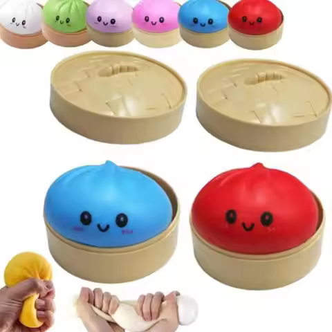 Colorful Dumpling Squishes Stress Balls Cha Siu Bao Slow Rebound Decompression Toys Feel Good Squish