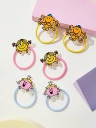 Mr Men Little Miss X SHEIN 6入組可愛彈性女孩髮帶,適合學校使用