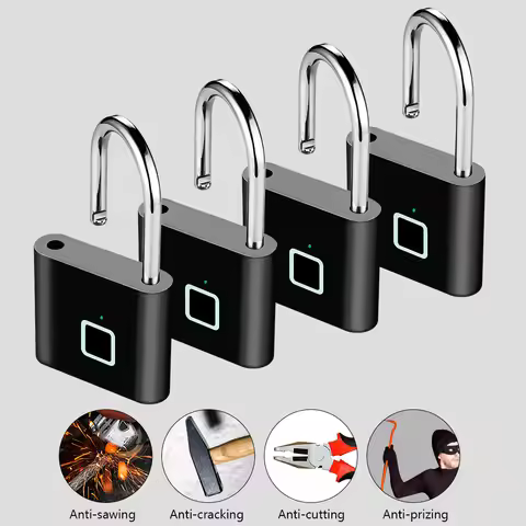 KERUI Keyless USB Charging Fingerprint Lock Smart Padlock Waterproof Door Lock 0.2sec Unlock Portabl