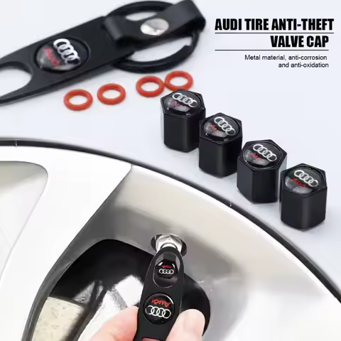 Car Wheel Tire Valve Caps Tire Air Stem Cover Key Chain Accessories For Audi Sline Quattro TTRS 8P A
