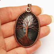 Golden Obsidian Necklace Copper Jewelry Tree Of Life Pendant Keepsake Necklace