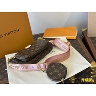 2024 Three-in-One Mahjong Bag Genuine Leather Female Bag Messenger Bag Size Large Bag 24 x 13 x 4.5c