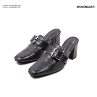 womenager - Sydney Dust blue leather รองเท้าโลฟเฟอร์ส้นสูง สวมใส่ง่าย