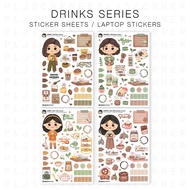 Coffee, Matcha, Tea, Hot Choco Journal/Planner Sticker Sheets, Die-Cut Stickers | CSS | pljscorner