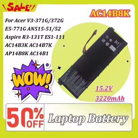 15.2V 3220mAh AC14B8K Battery for Acer V3-371G/372G E5-771G AN515-51/52 Aspire R3-131T ES1-111 AC14B