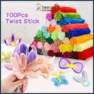 Bevavar 100 Pcs Chenille Stick Twist Stick DIY Material For Art Craft Dawai Bulu Handmade Handcraft Flower Materials