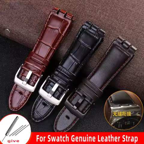 23mm cowhide Watchband Straps for swatch watchband New High Quality Mens Soft Waterproof Black brown