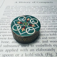 法國古董 畫琺瑯銅鍍金粉盒