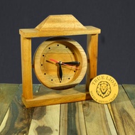 WOODEN CLOCK STAND HOUSE MODEL WOODEN SITTING CLOCK