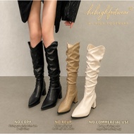 New Women's Loose Pleated Boots Fall-Winter 2026 Western Knee High Boots