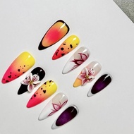 glamRainbow Press On Nails Hand Made Fake Nails Manicure Short Almond y2k Short Cat Eye Cute