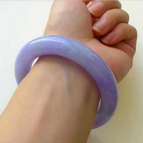 Myanmar Natural 56-64mm Purple Lavender Jade Jadeite Round Bar Bracelet Bangle