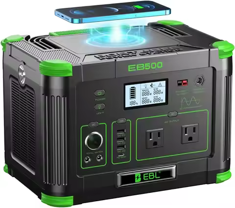 500W Portable Power Station (1000W Peak), 2x 110V AC Outlets & 60W USB-C PD, 10-Output Portable Powe
