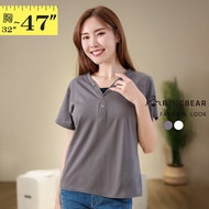 Simple Versatile Style Fake Two-Piece Stitching Contrast Color Neckline Buckle Design V-Neck Short-S