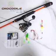 "Combo bộ cần câu lure máy đứng Crocodile màu cam máy câu Deukio AC3000 và bộ quà tặng cực sịn "