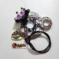 ชุด4ชิ้น ปั๊มล่าง ZERN81 2พอท สีม่วง + จานดิส ดำหมุดม่วง + สเปเซอร์ สีเงิน + สายเบรคZERN81 สีดำตัดม่