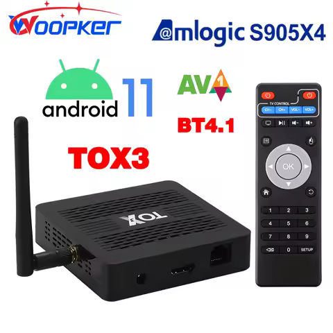 Woopker TOX3 TV Box Android 11.0 Smart Set Tops Amlogic S905X4 Wifi BT4.1 1000M 4K HDR Media Player 