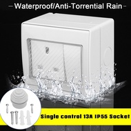 Waterproof IP55 Electrical Outdoor Power Damp Proof 13A UK Plug Single Socket