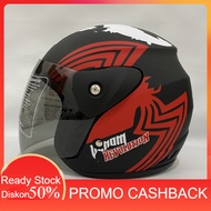 Helm Motor SNI Evo Venom Hitam Merah Doff Half Face Nouvo SNI Dewasa - bukan KYT INK GM NHK ZEUS MD