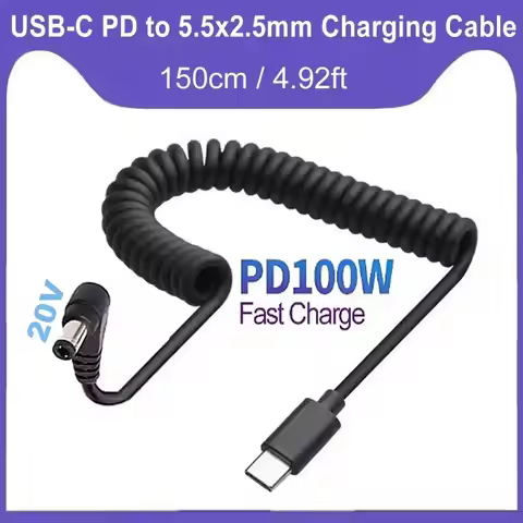 USB C to DC 5.5mm x 2.5mm Power Cord, USB Type C PD Input to DC 20V 5A Out Power Cable, for Outdoor,