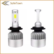 SafeTown 2Pcs S2 H7 Car LED COB Chip Headlight 72W High Low Beam Automobiles Lamp 8000LM 6000-65000K