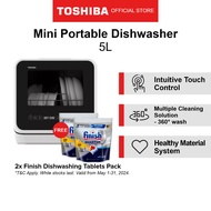 [FREE GIFT] Toshiba DWS-22ASG(K) Black Multiple Purposes Portable Dishwasher, 5L