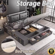 Storage Bed Foldable bed Solid Wooden Bed Frame Tatami Storage Double Bed Single Bed Double Bed Smal
